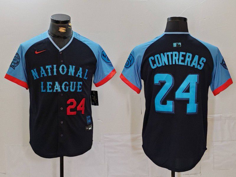 Men Milwaukee Brewers #24 Contreras Blue All star 2024 Nike MLB Jersey style 1